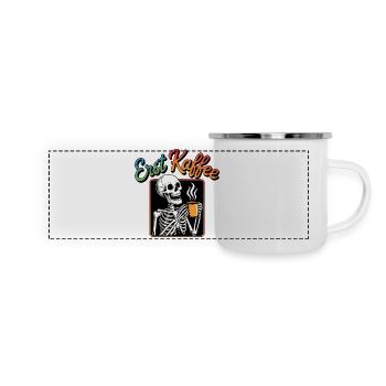 Erst Kaffee Skelett - Panorama Emaille-Tasse - Weiß - Vorne