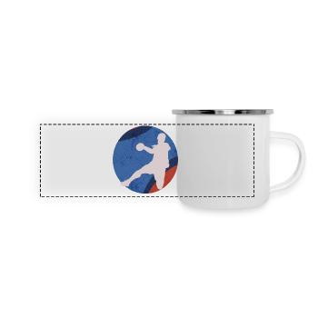Basketball Silhouette im Retro-Pop - Panorama Emaille-Tasse - Weiß - Vorne