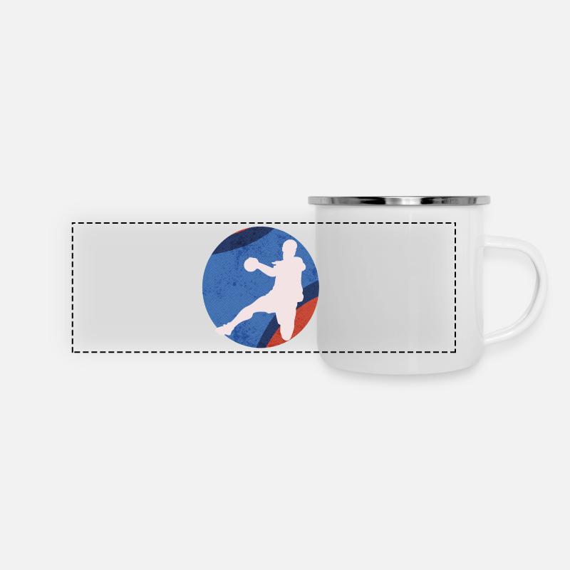 Basketball Silhouette im Retro-Pop - Panorama Emaille-Tasse - Weiß