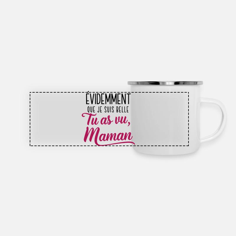 Belle comme Maman - Mug panoramique émaillé - blanc