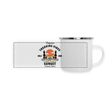 Trekking-Vibes - Panorama Emaille-Tasse - Weiß - Vorne