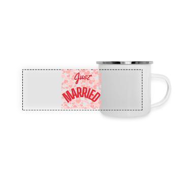 GERADE VERHEIRATET, LANG LEBE DIE MARIES, EVJF, VALENTINSTAG - Panorama Emaille-Tasse - Weiß - Vorne