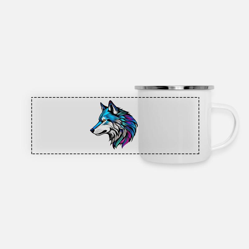 The beautiful profile of a wolf - Panoramic Camper Mug - white