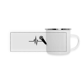Mon cœur bat pour Voix - Musique Chant Micro - Mug panoramique émaillé - blanc - Devant