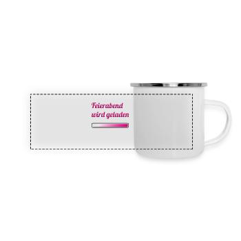 Feierabend wird geladen - Panorama Emaille-Tasse - Weiß - Vorne