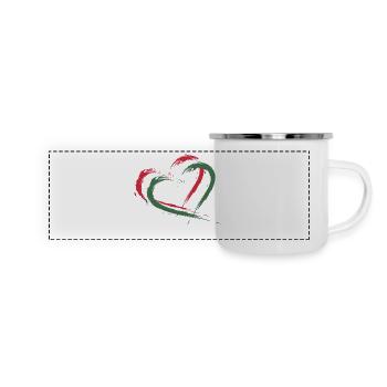 Coeur Brosse drapeau de la Hongrie - Mug panoramique émaillé - blanc - Devant