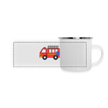 Camion de pompiers - Mug panoramique émaillé - blanc - Devant