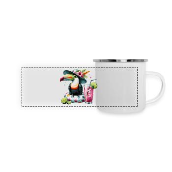 TUKAN KARIBISCHER SOMMER - Panorama Emaille-Tasse - Weiß - Vorne
