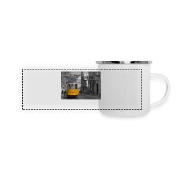 Lissabon Straßenbahn - Panorama Emaille-Tasse - Weiß - Vorne