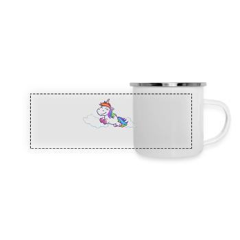 licorne - Mug panoramique émaillé - blanc - Devant