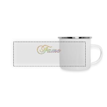 Fame Diamond Rainbow frech cooler Schriftzug - Panorama Emaille-Tasse - Weiß - Vorne