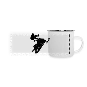 Snowmobil, Snowboarder, Snowboarden, ✔ - Panorama Emaille-Tasse - Weiß - Vorne