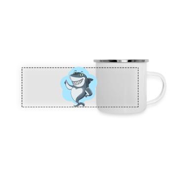 lustiger Haifisch - Panorama Emaille-Tasse - Weiß - Vorne