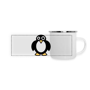 Lustiger Pinguin - Panorama Emaille-Tasse - Weiß - Vorne