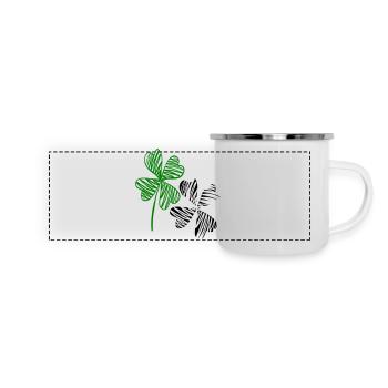 Shamrocks, geluk - Emaillen panoramamok - wit - Voor