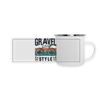 Rustikales Fahrrad Abenteuer Gravel Bike Style - Panorama Emaille-Tasse - Weiß - Vorne