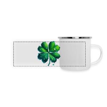Trèfle à quatre feuilles - Mug panoramique émaillé - blanc - Devant