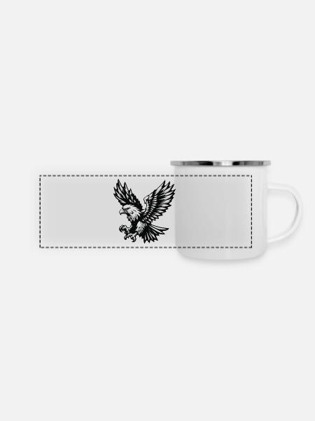 Adler schwarz weiss - Panorama Emaille-Tasse - Weiß