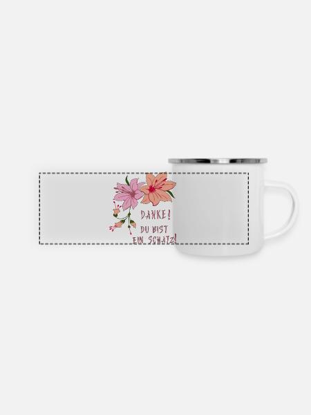 Danke, Du bist ein Schatz - Panorama Emaille-Tasse - Weiß