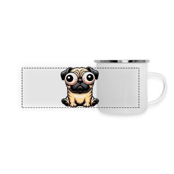 Funny Pug Cartoon with Big Googly Eyes - Panoramic Camper Mug - white - Front
