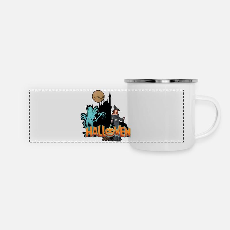 Halloween Witch and Pumpkin - Panoramic Camper Mug - white