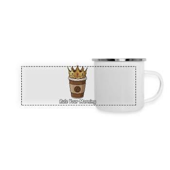 Königlicher Morgenkaffee - Panorama Emaille-Tasse - Weiß - Vorne