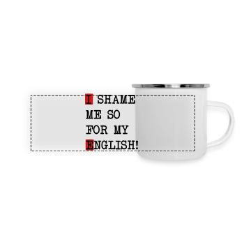English Shame – Denglish saying with self-irony - Panoramic Camper Mug - white - Front