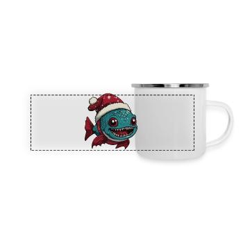 Piranha Fish Christmas Xmas - Panoramic Camper Mug - white - Front