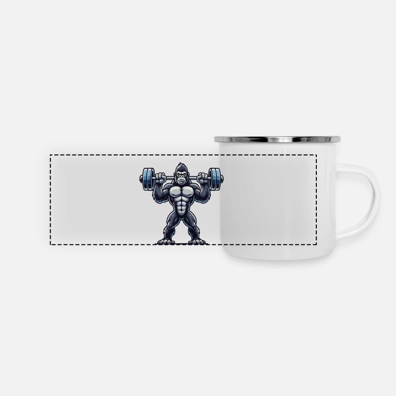 Gorilla Powerful Dumbbell - Panoramic Camper Mug - white