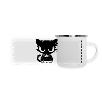 Goth Punk Cat - Panoramic Camper Mug - white - Front
