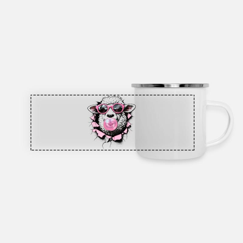 Cool Sheep – Summer Halftone Digital Art - Panoramic Camper Mug - white
