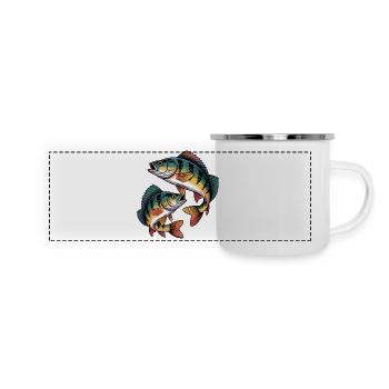Zwei Barsche - Panorama Emaille-Tasse - Weiß - Vorne