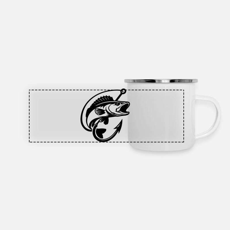Hecht Angeln Logo - Panorama Emaille-Tasse - Weiß