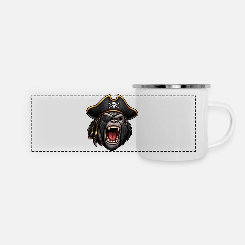 Pirate gorilla with eye patch - Panoramic Camper Mug - white