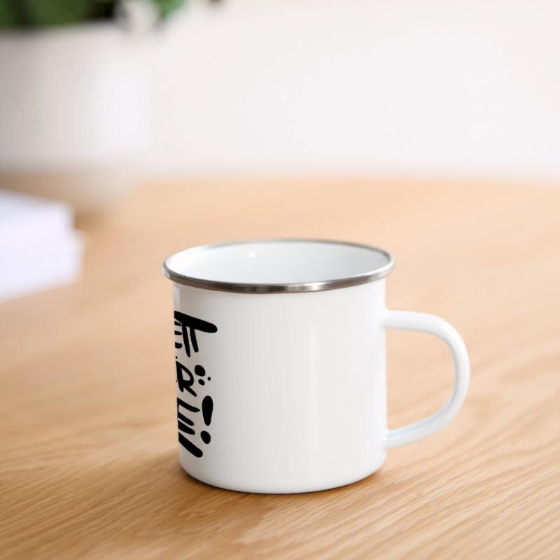 Sei nett oder leise Spruch Panorama Emaille-Tasse