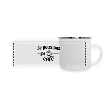I Can't I Have Coffee – Humor, Funny Message - Panoramic Camper Mug - white - Front