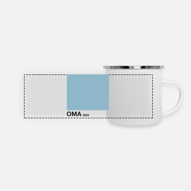 Oma 2024 blau - Panorama Emaille-Tasse - Weiß