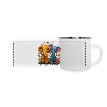 Herzige Elefantenfreunde für kleine Tierliebhaber - Panorama Emaille-Tasse - Weiß - Vorne