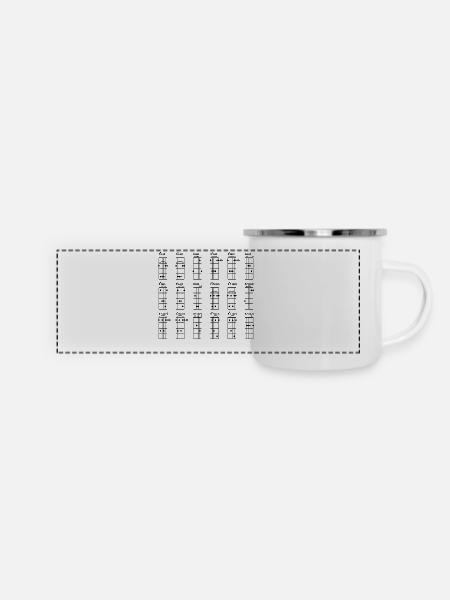 Gitarre Griftabelle_quadratisch - Panorama Emaille-Tasse - Weiß