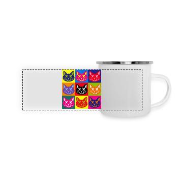 Chats (Pop Art) - Mug panoramique émaillé - blanc - Devant