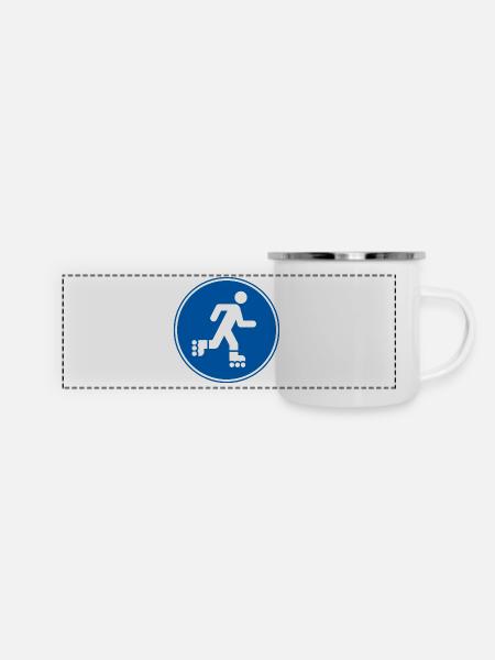 Rollerfahrer, Roller, Roller Sport - Panorama Emaille-Tasse - Weiß