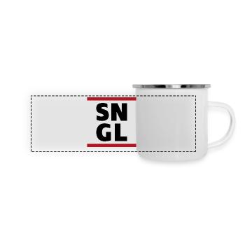 Typographie SNGL unique disant citation - Mug panoramique émaillé - blanc - Devant