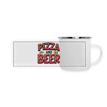 Pizza and Beer Essen Alkohol Lustige Sprüche - Panorama Emaille-Tasse - Weiß - Vorne