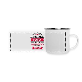 LEHRER PAPA: VIEL COOLER, VATERTAG, GEBURTSTAG - Panorama Emaille-Tasse - Weiß - Vorne