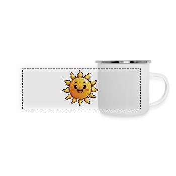 Lachende Sonne – Gute-Laune-Garantie - Panorama Emaille-Tasse - Weiß - Vorne