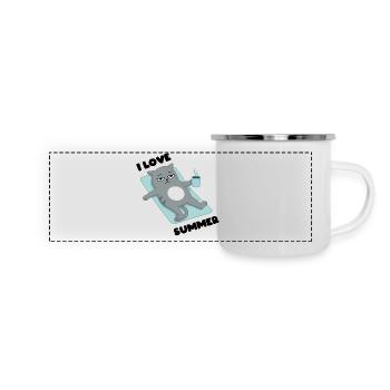 I love Summer - Cat Grumpy - Panorama Emaille-Tasse - Weiß - Vorne