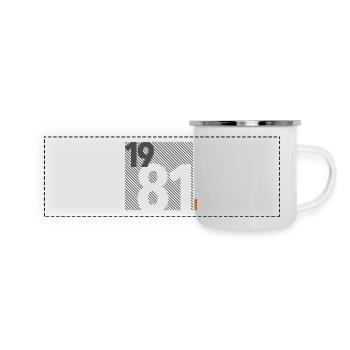 Hergestellt im Jahr 1981 Retro Modernistisches Design Geburtstagsgeschenk - Panorama Emaille-Tasse - Weiß - Vorne