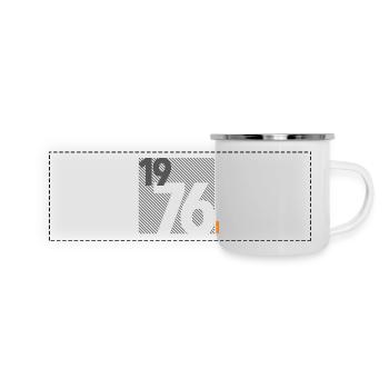 Hergestellt im Jahr 1976 Retro Modernistisches Design Geburtstagsgeschenk - Panorama Emaille-Tasse - Weiß - Vorne