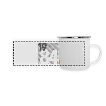 Hergestellt im Jahr 1984 Retro Modernistisches Design Geburtstagsgeschenk - Panorama Emaille-Tasse - Weiß - Vorne