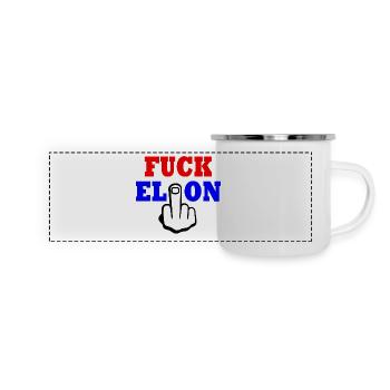 Fuck elon - Panorama Emaille-Tasse - Weiß - Vorne